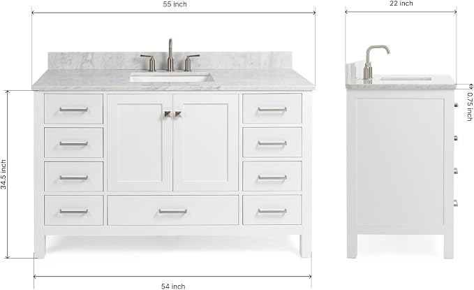 ARIEL 55" White Bathroom Vanity - Image 3