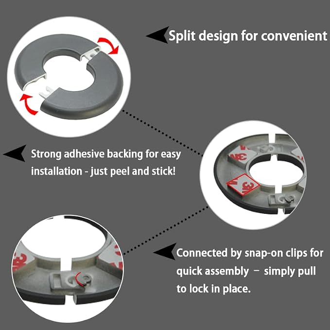 Wall Split Flange 2 Pieces, Pipe Cover Decoration Fit 0.87 inch Outer Diameter - Image 4