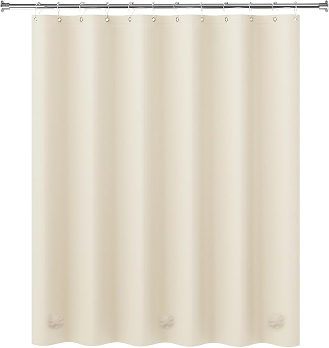 AmazerBath Plastic Shower Curtain Liner, 72 x 72 Inches EVA 8G Heavy Duty Beige - Image 2