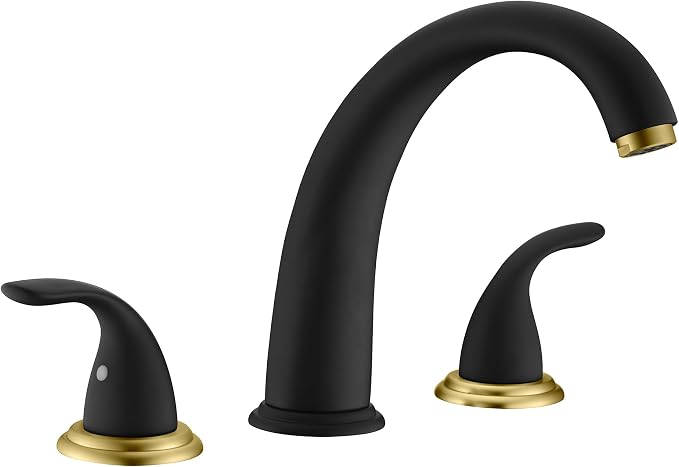 SUMERAIN Roman Tub Faucet Black and Gold Widespread 2 Handle Bathtub Faucet by SUMERAINFAUCETS