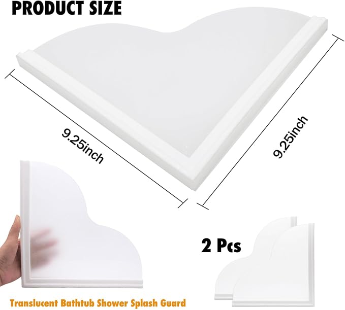 Tub Splash Guard Removable, 2 Pack Bathtub Water Splash Guards, Silicone Base & - Image 3