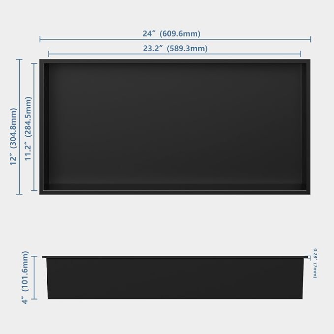 Homevacious 24" X 12" X 4" Stainless Steel Shower Niche No Tile Needed Matte - Image 3