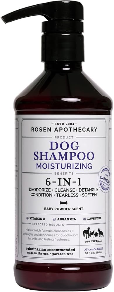 6-in-1 Moisturizing Dog Shampoo, Made by ROSENAPOTHECARY