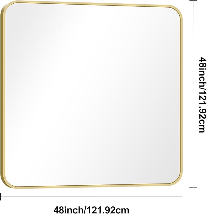 BONEWEI Gold Bathroom Mirror, 48x48 inch Wall Mirror - Image 7