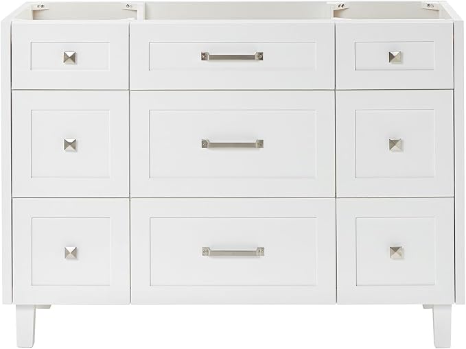 ARIEL Monroe 48 inch Bathroom Vanity Without Sink in White, Bathroom Base by Ariel