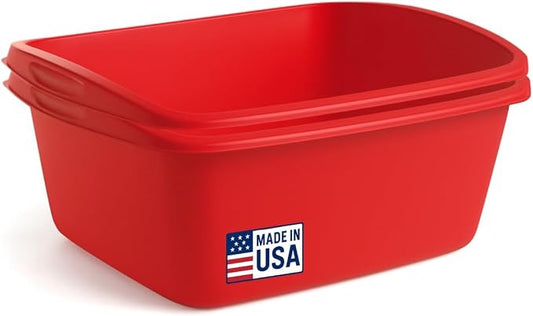 Tribello 2-Pack Dish Pans for Kitchen Sink, Plastic Tub Dishpan Wash Basin and by Tribello