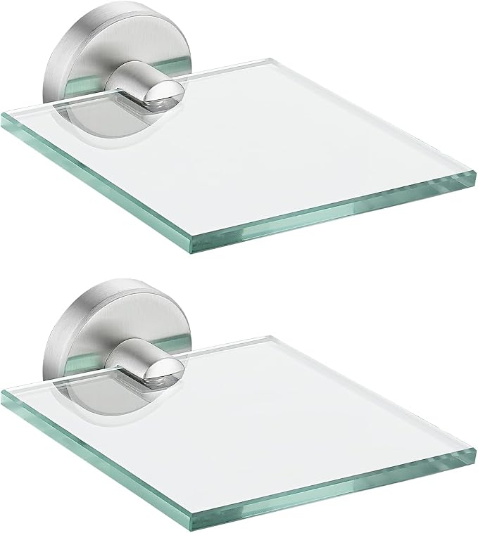 JQK Small Floating Glass Shelves Brushed, 4 Inch Display Ledges by Homeimprovement