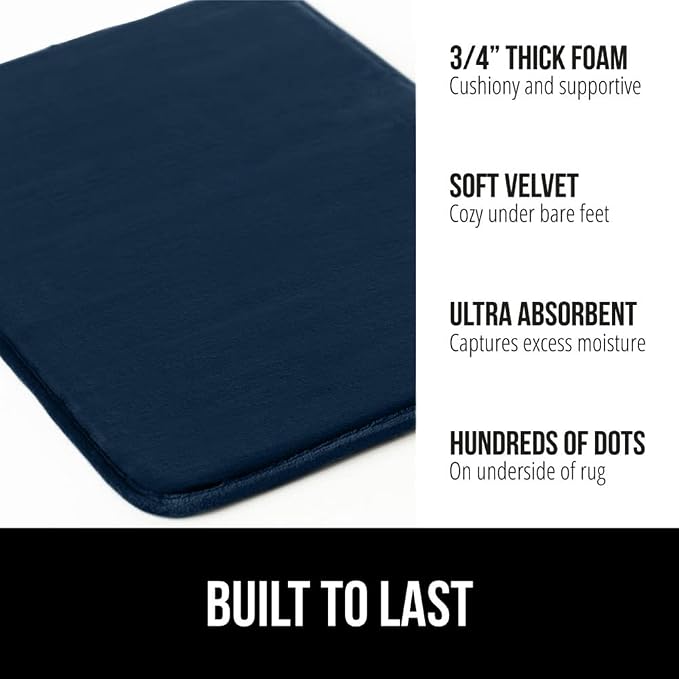 GORILLA GRIP Memory Foam Bath Rugs, Soft Absorbent Velvet Bathroom Mats - Image 3