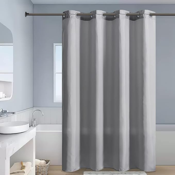 Furlinic No Hook Extra Long Shower Curtain 84 Length, Polyester Fabric Bathroom - Image 4