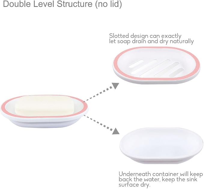 Topsky 2-Pack Oval Soap Dish, Soap Holder, Soap Saver, Easy Cleaning - Image 3