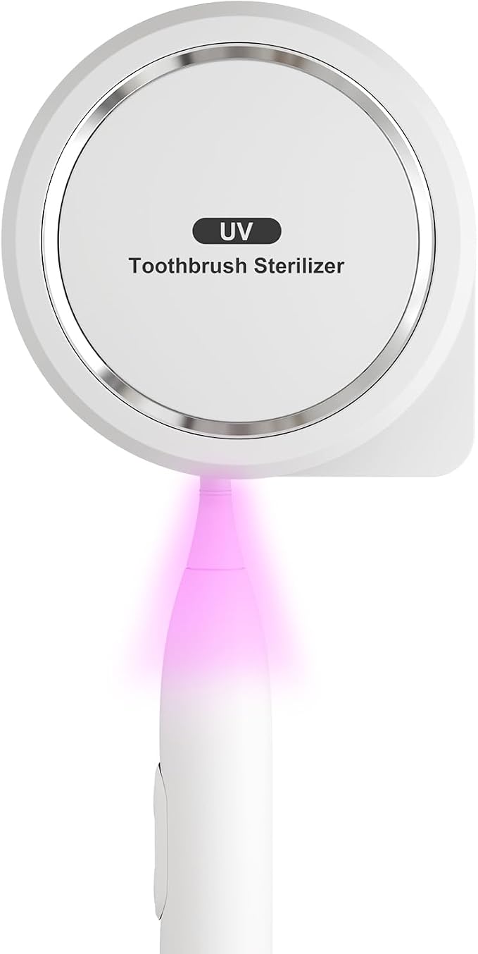 UV Toothbrush Sanitizer Holder, Toothbrush Sanitizer and Holder Cover Caps by SugarSwan