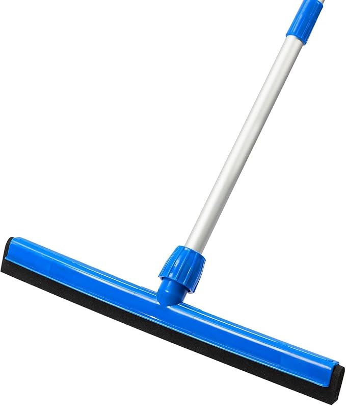 18" Floor Squeegee with 43" Adjustable Aluminum Handle Light Duty Magic Broom by Bryquelin