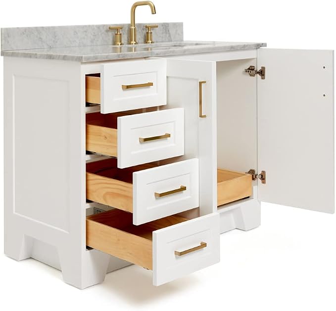 ARIEL Taylor 43 Inch White Bathroom Vanity - Image 5