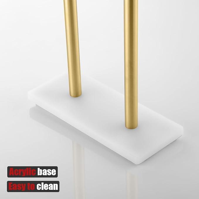 JQK Bath Towel Bar Free Standing Gold, 30 Inch Stand Double Towel Rack Holder - Image 7