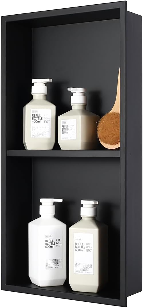 No Tile Needed Shower Niche for Bathroom Storage, Recessed Wall Niche, Double by IKITRAEE