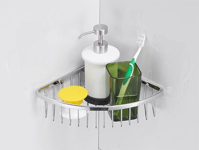 Corner Shower Caddy, Chrome Corner Shower Basket, Wall Mounted Bathroom Soap - Image 2