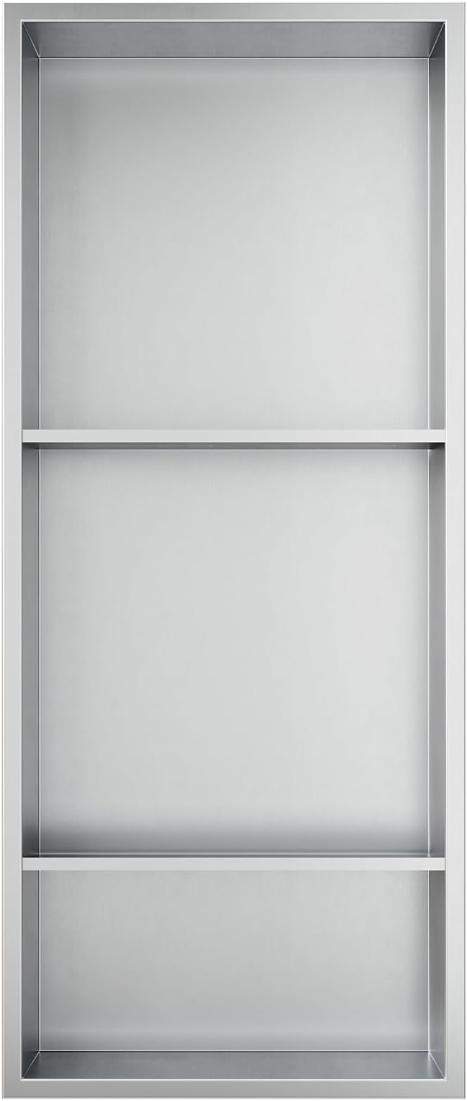Neodrain 12X30 Inch Brushed Three Layers Stainless Steel Shower Niche, NO Tile - Image 8