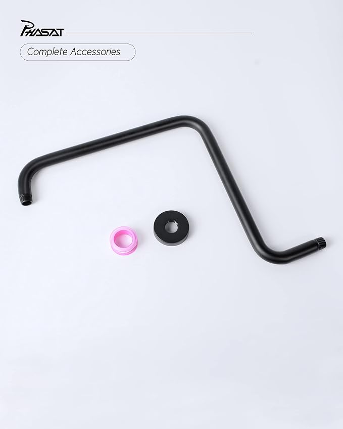PHASAT 16 Inches Black Shower Head Arm, S Shaped Shower Arm - Image 6