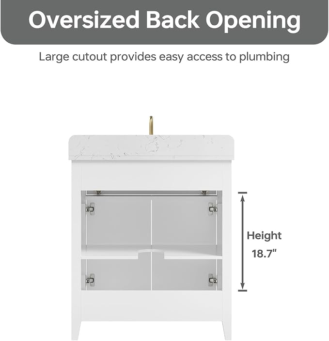 30 Inch Bathroom Vanity with Sink, Undermount Single Sink Vanity with - Image 9