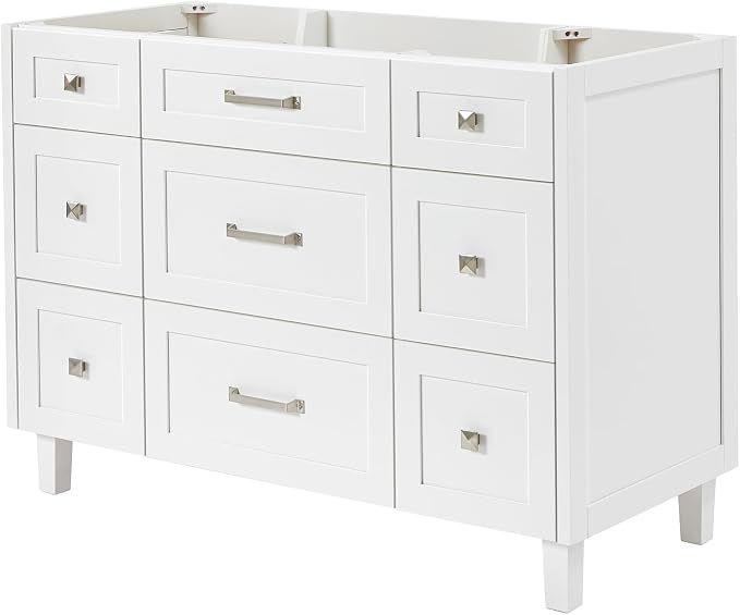 ARIEL Monroe 48 inch Bathroom Vanity Without Sink in White, Bathroom Base - Image 2