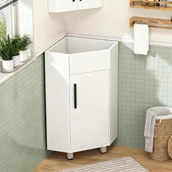 24" Corner Bathroom Vanity for Small Space Freestanding Compact Space Bathroom by FINDEPOT