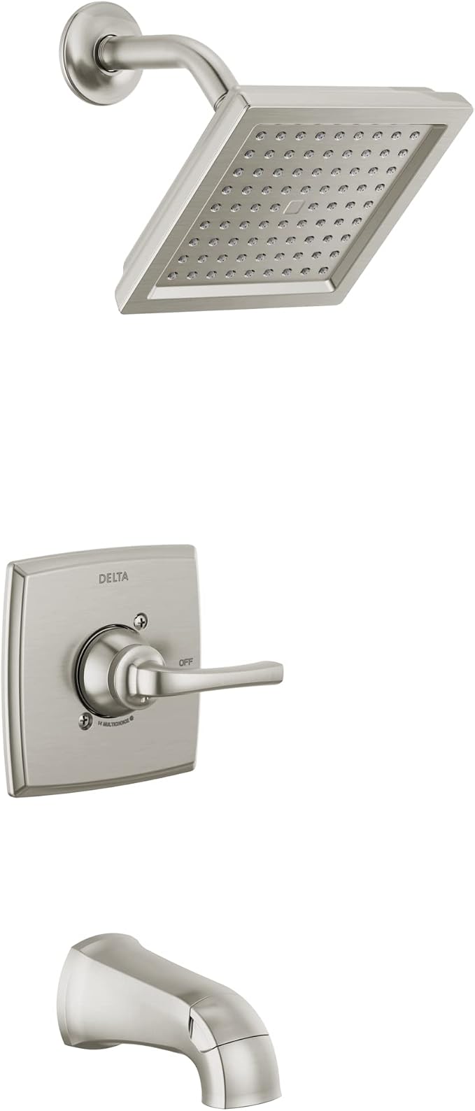 Delta Geist 14 Series Square Bathtub and Shower Faucet Set, Brushed Nickel by DeltaFaucet