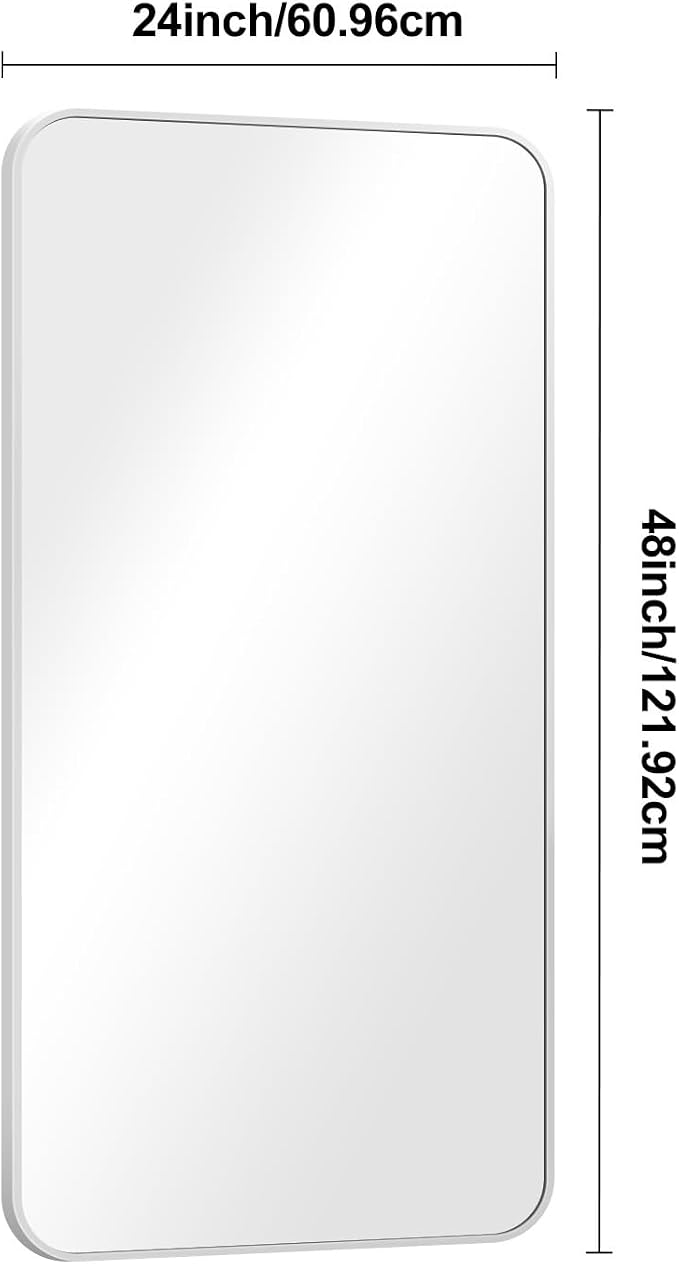 BONEWEI Silver Bathroom Mirror, 24x48 inch Wall Mirror - Image 7