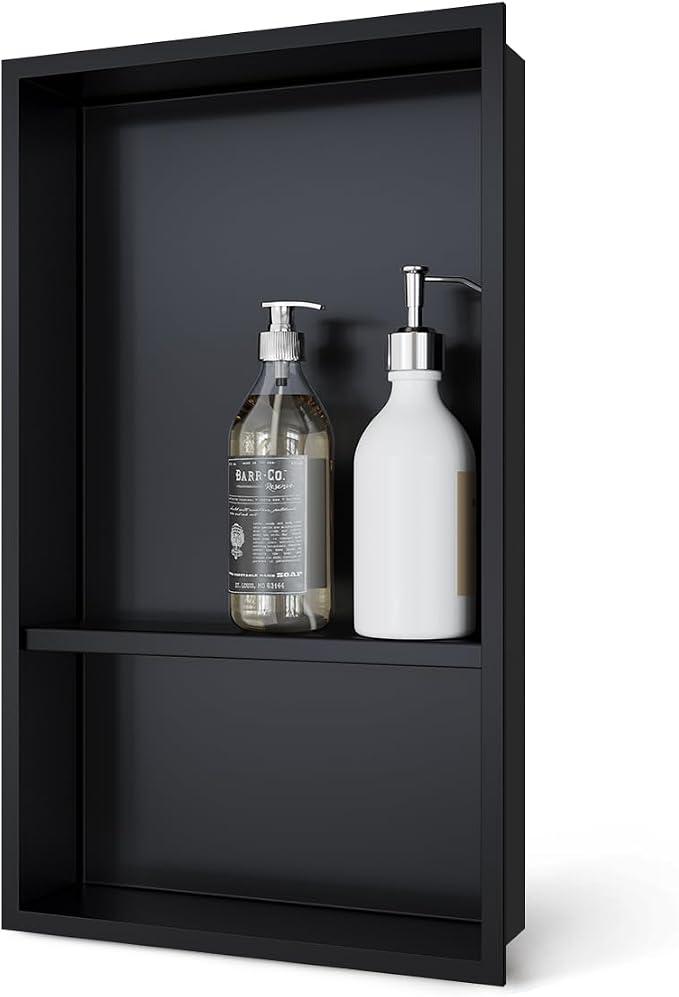 No Tile Needed Matte Black Shower Niche Insert – Retrofit Waterproof 304 by Merranox