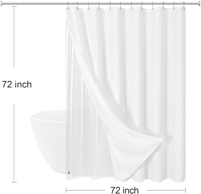MitoVilla 3 in 1 Shower Curtain Set, Waterproof Fabric Hotel Bathroom Curtain - Image 7