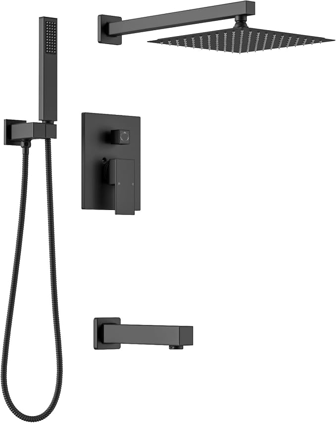 Lava Odoro Modern 3-Setting Square Shower and Tub Faucet Set by LavaOdoro
