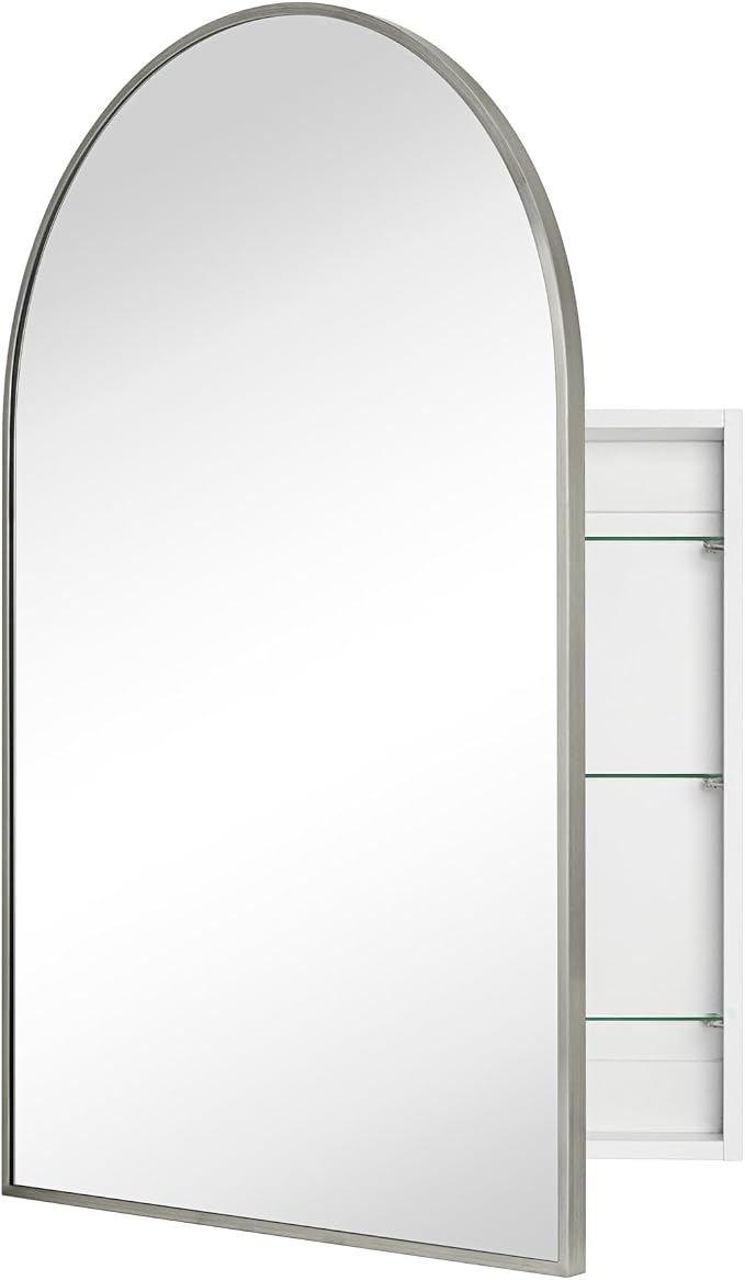 TEHOME 20 x 30'' Brush Nickel Arched Bathroom Medicine Cabinet - Image 8