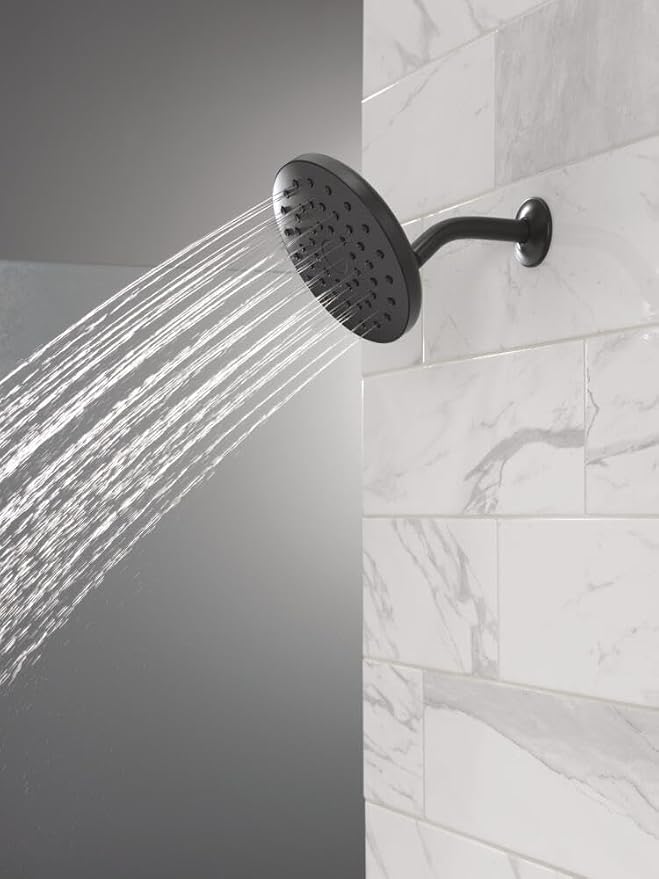 Delta PivotPro Matte Black Rain Showerhead, Single Setting 7 Inch Round Shower - Image 5