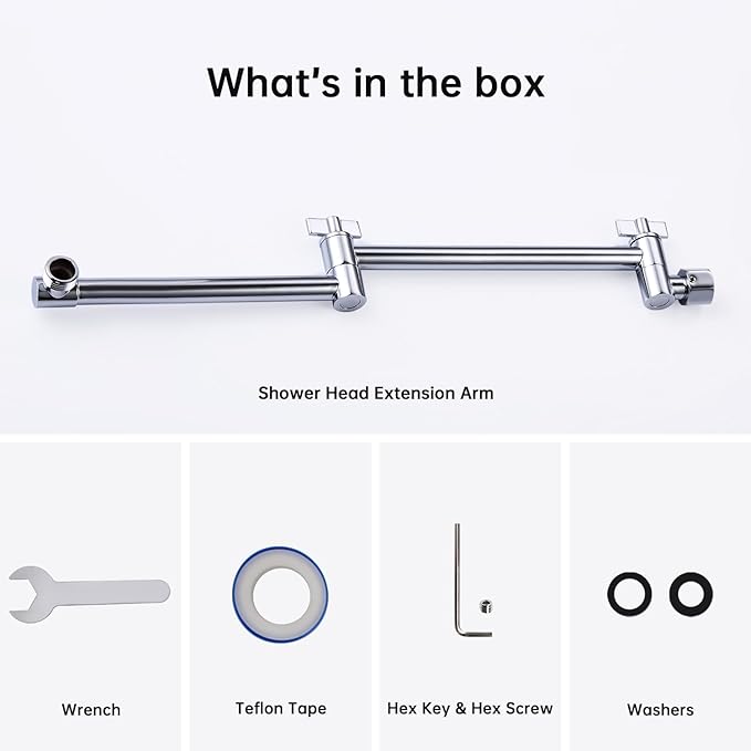 G-Promise 16 Inch Shower Head Extension Arm, Solid Brass Height & Angle - Image 6