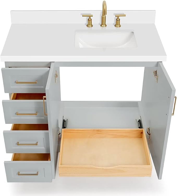 ARIEL Taylor 43 Inch Grey Bathroom Vanity - Image 4