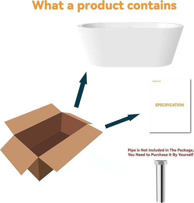 61" Freestanding Bathtubs, Acrylic Soaking Tubs - Image 9