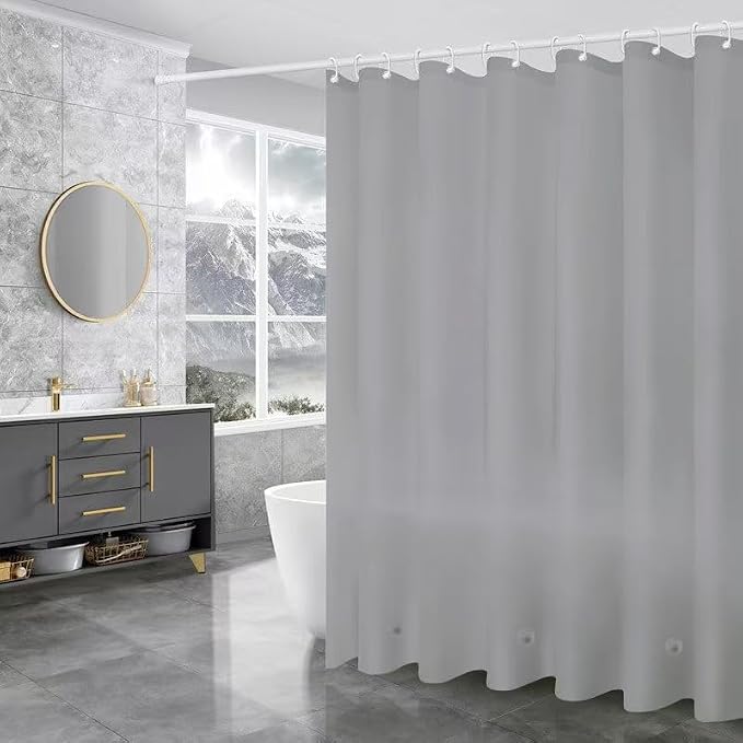 Grey Shower Curtain Liner, PEVA Shower Liner by De-Mediocre