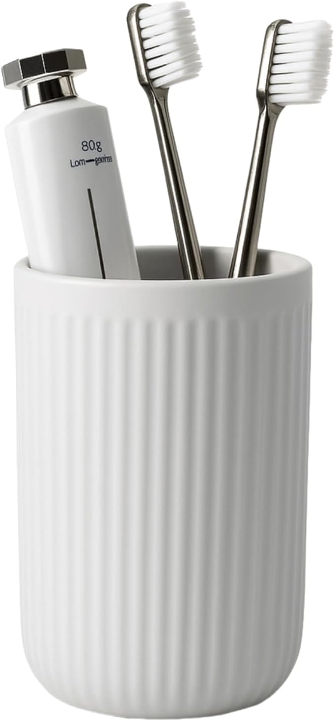 BosilunLife Ceramic Toothbrush Holder - 12oz Bathroom Toothbrush Holder Light by BosilunLife