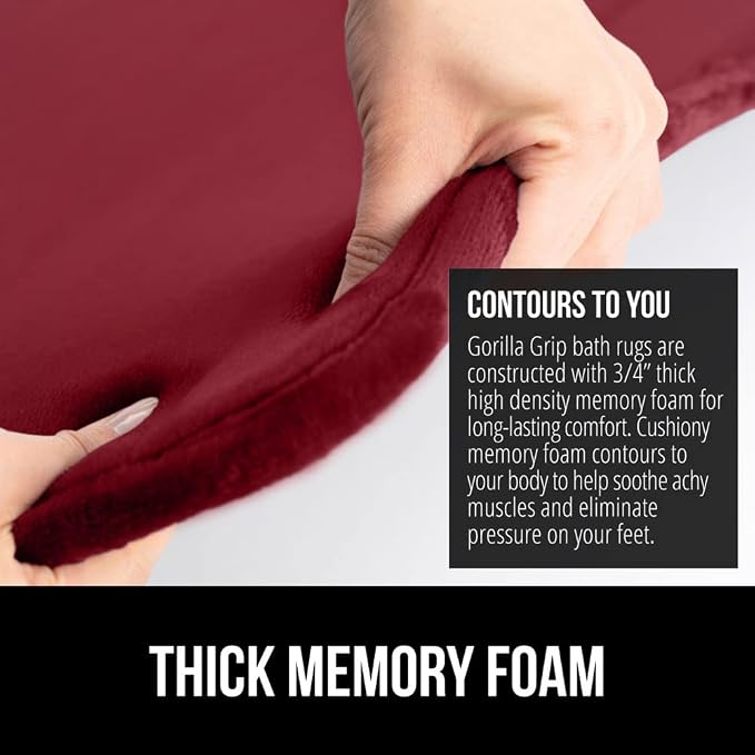 GORILLA GRIP Memory Foam Bath Mat, Soft Absorbent Velvet Bathroom Mats - Image 3