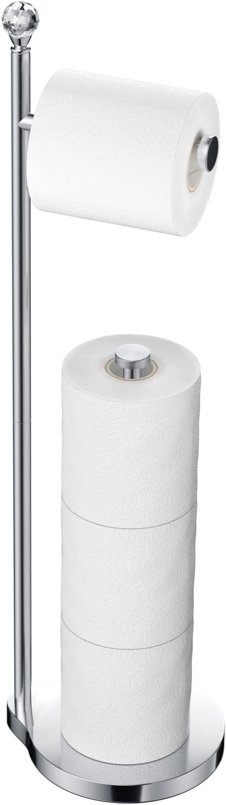 Toilet Paper Holder for Bathroom, Heavy Weighted Metal Free Standing Toilet by Kasunto