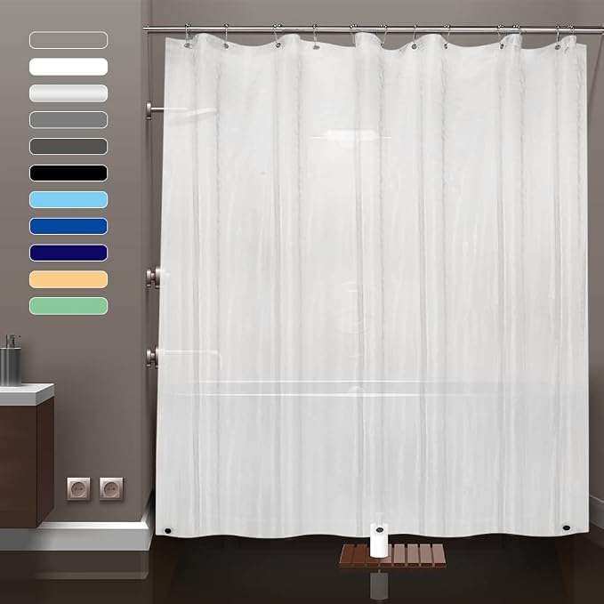 Frosted Plastic Shower Curtain Liner, 72x72 Inch Thin Lightweight Plastic by ZEMAHOME