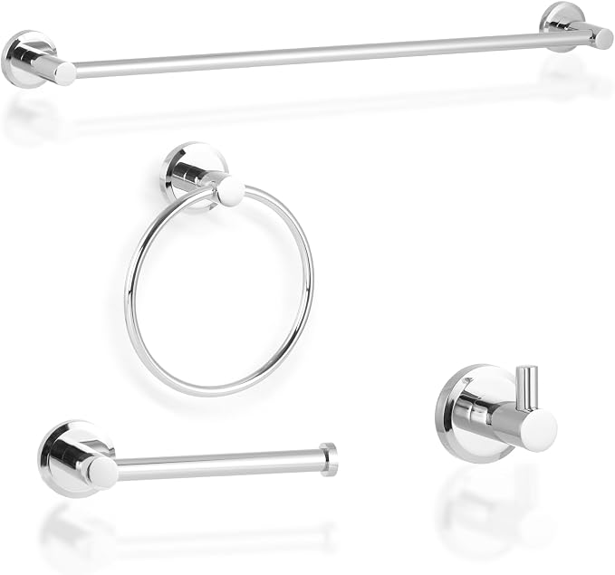 Polished Chrome Bathroom Hardware Set 4 Piece Towel Rack Bath Shower by Designchangeslife