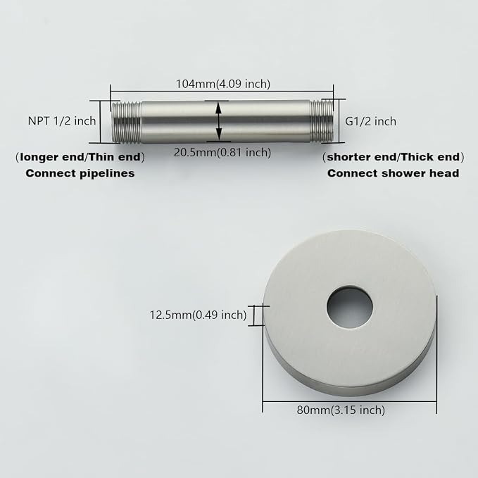 RANDOM Shower Arm with Flange, 4 Inches Ceiling Mount Shower Head Extension Arm - Image 7