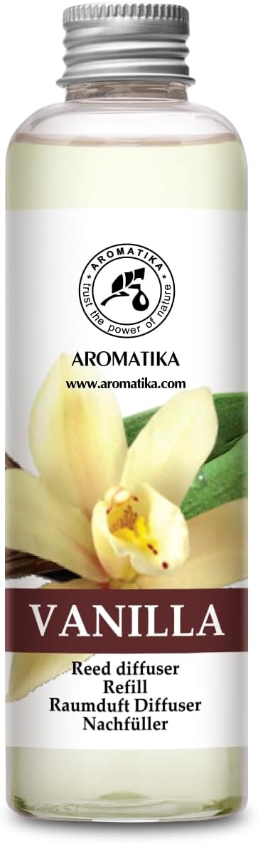 Vanilla Diffuser Refill w/Natural Essential Vanilla Oil 6.8 Fl Oz by Aromatika