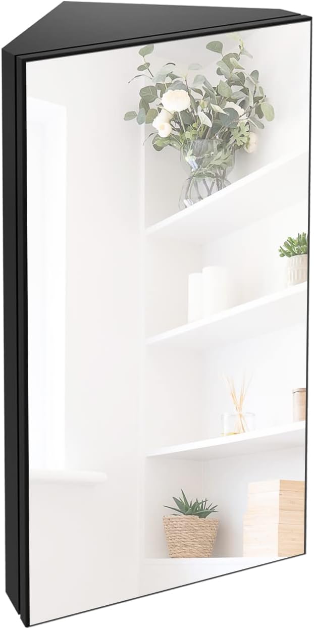 eclife 24" Bathroom Corner Medicine Cabinet W/Mirror, Single Door Bathroom by eclife