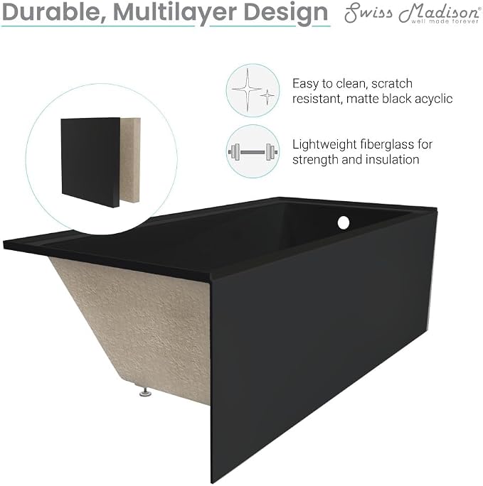 Voltaire 48" X 32" Right-Hand Drain Alcove Bathtub - Image 8