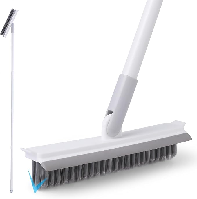 Grout Brush with Long Handle, Floor Cleaning Scrubber with Stiff Bristles by IVYROLL