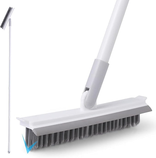 Grout Brush with Long Handle, Floor Cleaning Scrubber with Stiff Bristles by IVYROLL