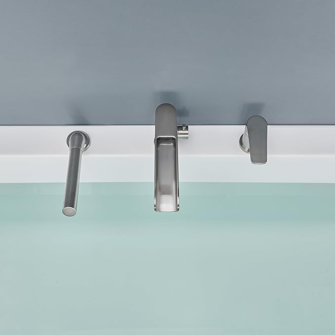 Waterfall Roman Tub Faucet Brushed Nickel Deck Mount Bathtub Faucets Brass Tub - Image 9