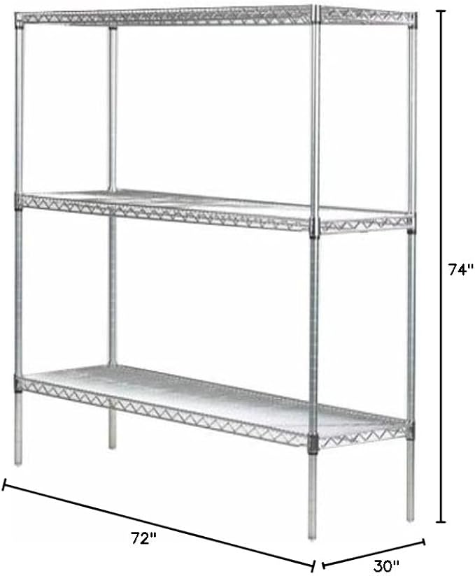 Omega 30" Deep x 72" Wide x 74" High 3 Tier Gray Starter Shelving Unit - Image 3