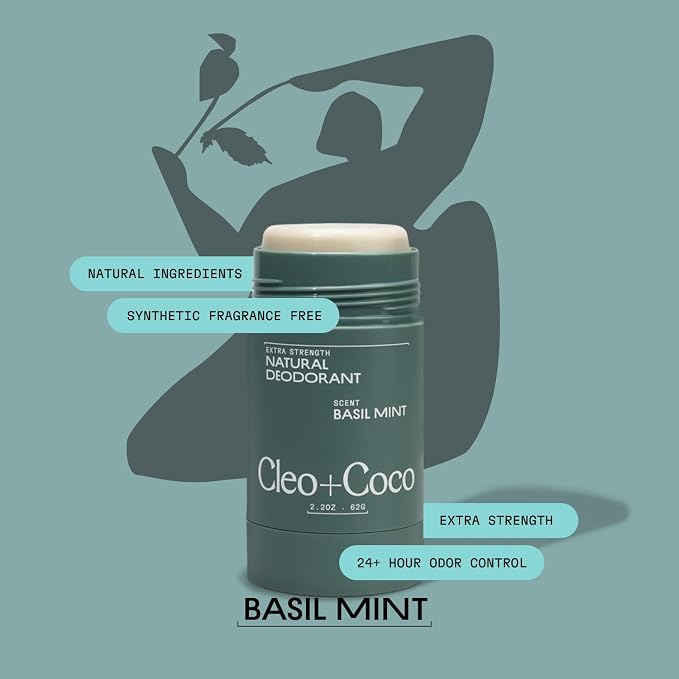 Cleo+Coco Extra Strength Deodorant Balm, Basil Mint, Natural Aluminum Free - Image 3